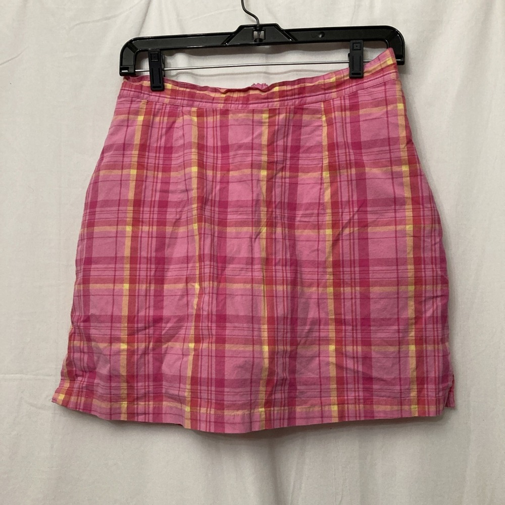 LPGA Collection Pink Multicolor Plaid Lined Golf Skort w/Zippered Pockets - SZ 8